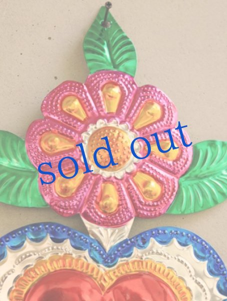 画像2: ブリキ・花とハートのオーナメントLLサイズ (2)