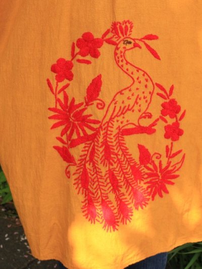 画像3: 刺繍ウィピルドレス-孔雀の刺繍