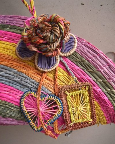 画像1: イラカ椰子のバッグ「Iraca colorido」