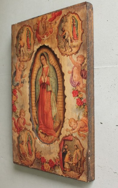 画像2: 木彫り絵画「グアダルーペのマリア」