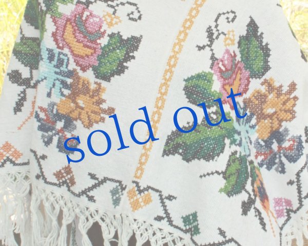 画像5: プエブラ州の刺繍ポンチョ (5)