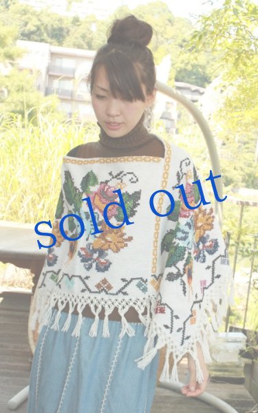 画像2: プエブラ州の刺繍ポンチョ (2)