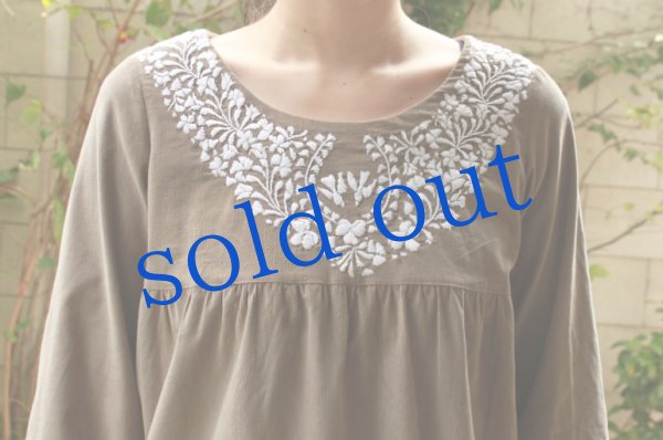 画像5: メキシコ刺繍コーヂュロイ 7分袖ワンピース (5)