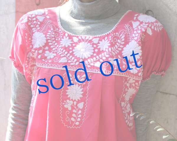 画像4: メキシコ刺繍定番チュニックワンピース (4)