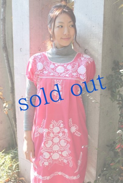 画像2: メキシコ刺繍定番チュニックワンピース (2)