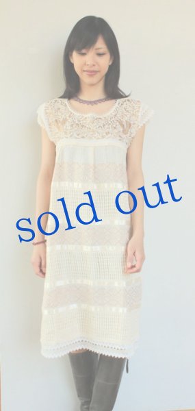 画像2: オアハカ小鳥織り地とレースのワンピース (2)