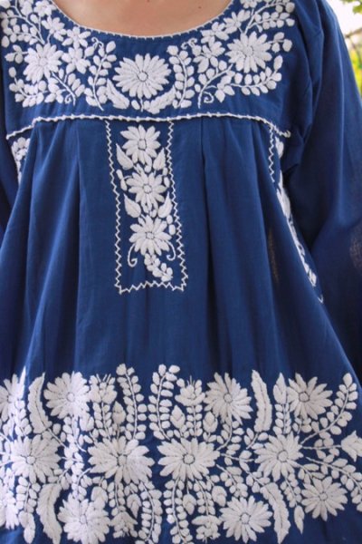 画像4: ゴージャス白刺繍のガーゼワンピース (4)