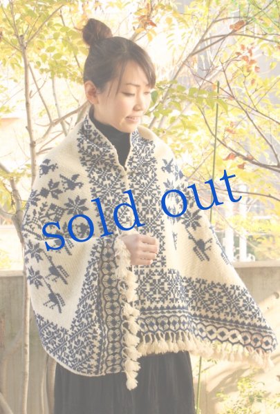 画像3: llamallamaオリジナル手織りウールケープショール (3)