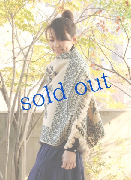 画像3: llamallamaオリジナル手織りウールケープショール (3)