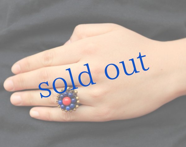 画像2: 天然石とワックスコードの編みこみリング (2)