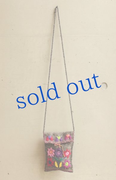 画像3: 手つむぎ・手織りウールの刺繍ポシェット (3)