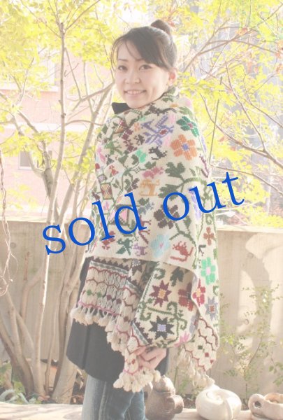 画像3: 刺繍大判ショール手織りウール (3)