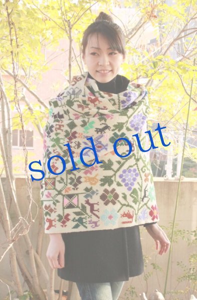 画像2: 刺繍大判ショール手織りウール (2)