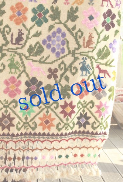 画像5: 刺繍大判ショール手織りウール (5)