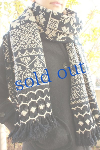 画像4: 白刺繍大判ショール手織りウール (4)