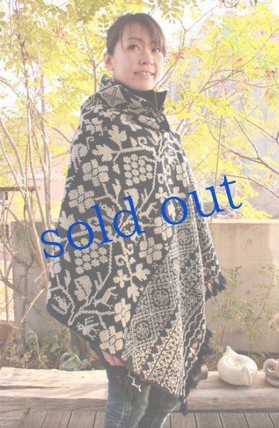 画像3: 白刺繍大判ショール手織りウール (3)