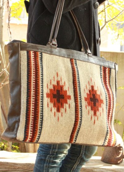 画像1: メキシコの織物タペテのバッグB4サイズ