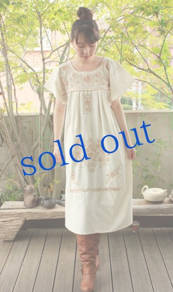 画像2: メキシコ刺繍定番ワンピース (2)
