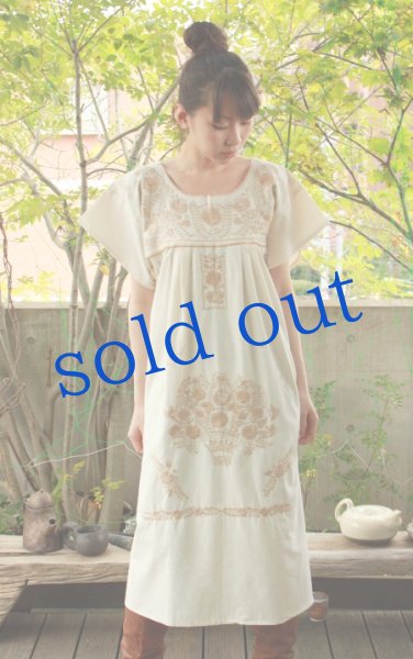 画像3: メキシコ刺繍定番ワンピース (3)