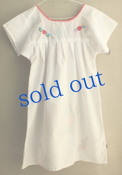 画像3: メキシコ刺繍のワンピース白140ｃｍ (3)