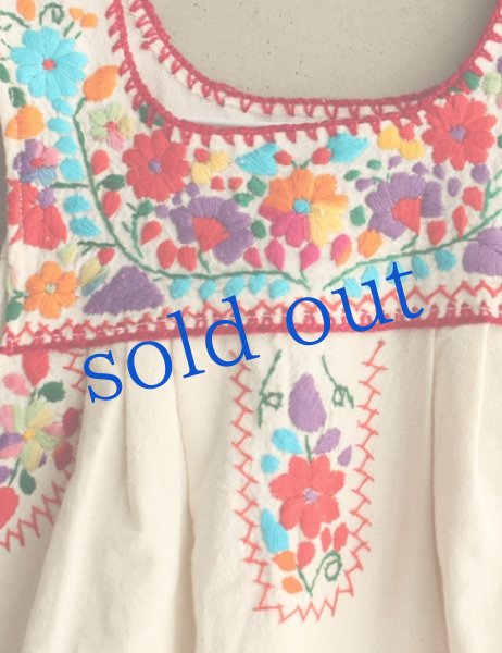 画像3: メキシコ刺繍のノースリーブワンピース (3)