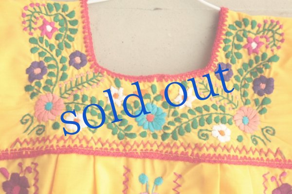 画像3: メキシコ刺繍のワンピースイエロー (3)