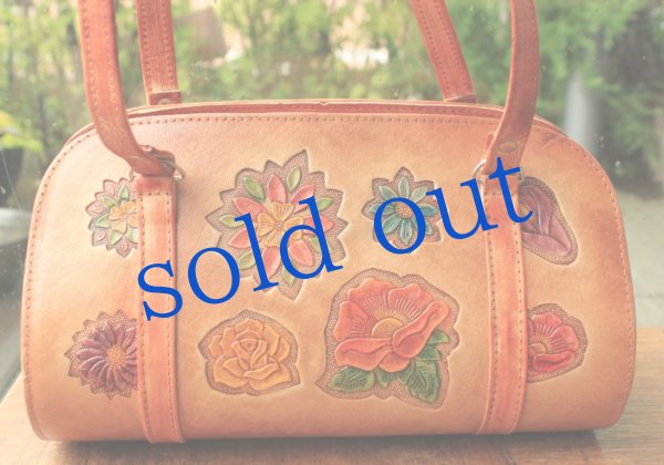 画像2: 本革・型押し・お花のバッグ（大） (2)