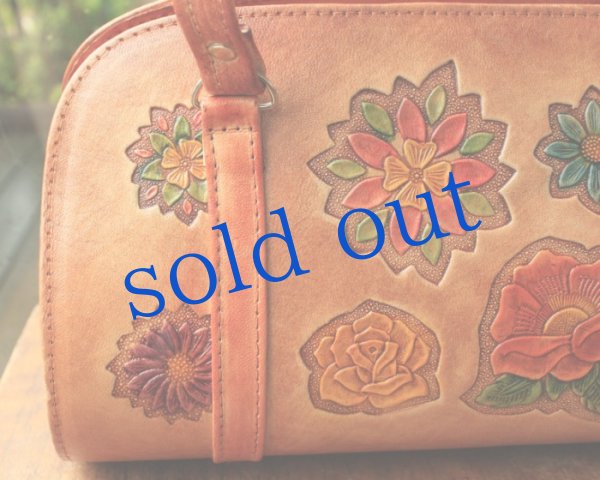 画像4: 本革・型押し・お花のバッグ（大） (4)