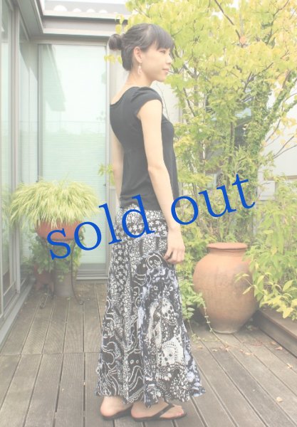 画像3: インド綿さき布のパッチワークフレアパンツ (3)