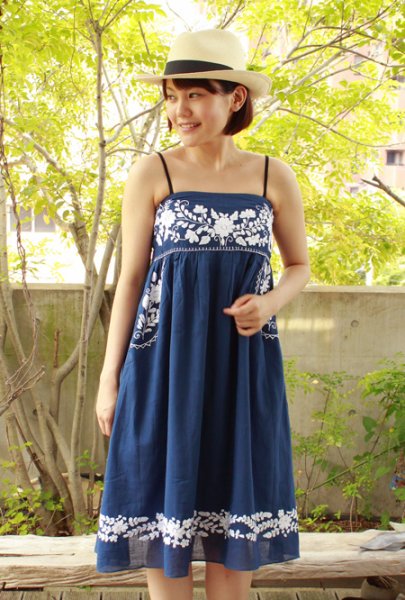 画像2: メキシカン刺繍のキャミソールチュニック（スカート） (2)