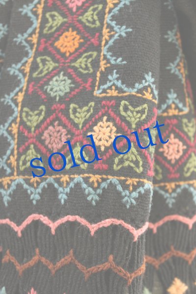 画像5: 手紡ぎ・手織りウール刺繍マフラー (5)