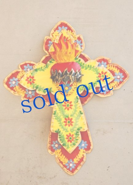 画像3: メキシカンクロス・ハートのブリキ壁掛け (3)