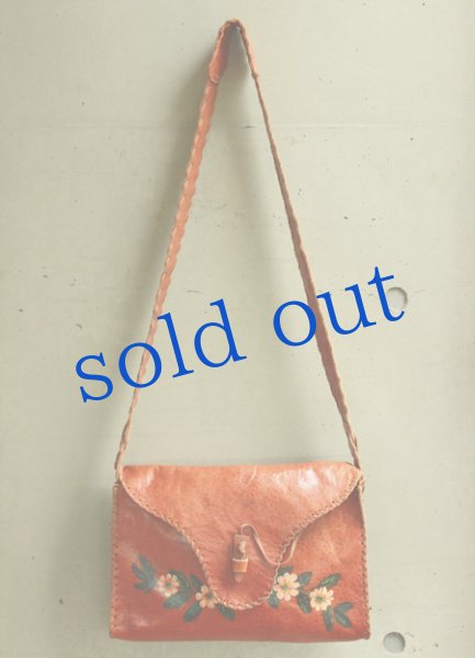 画像2: 本革ペイント・お花のショルダーバッグ (2)