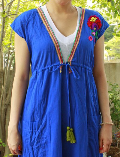 画像3: ラテン刺繍のインド綿マキシリゾートドレス