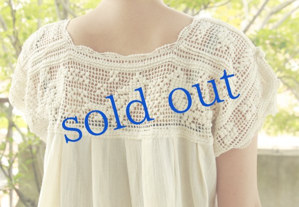 画像5: 手編みクロシェレースのガーゼトップス (5)