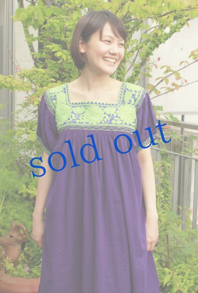 画像2: メキシコ刺繍ショートワンピース「チアパス」 (2)