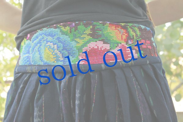 画像4: 藍の織と刺繍のインディアンスカート (4)