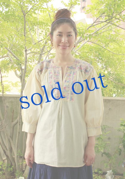 画像2: クロスステッチ刺繍ブラウス (2)