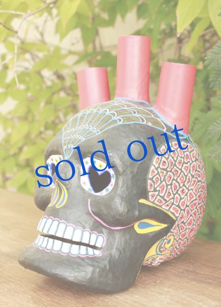 画像2: パペルマシェがいこつのキャンドル立て (2)