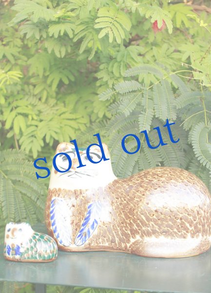 画像1: トナラ焼き猫オブジェ特大サイズ (1)