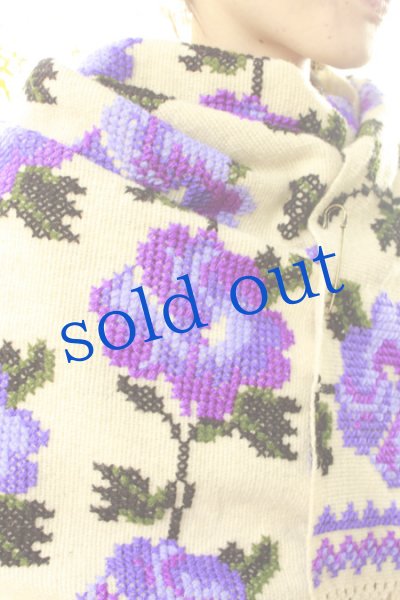 画像5: 刺繍大判ショール手織り羊毛100％ (5)