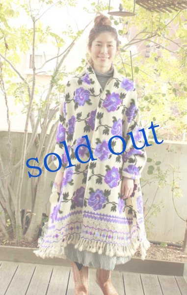 画像4: 刺繍大判ショール手織り羊毛100％ (4)