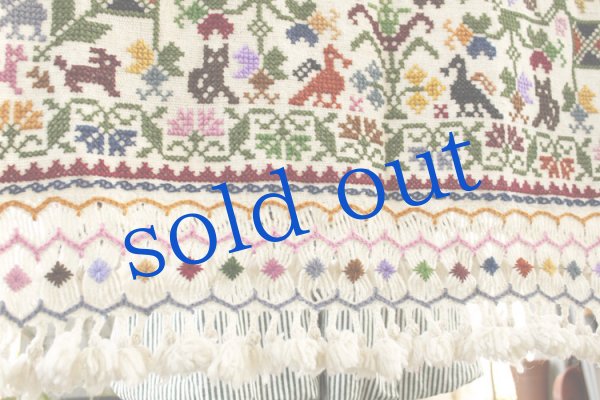 画像4: 刺繍大判ショール手織りウール (4)