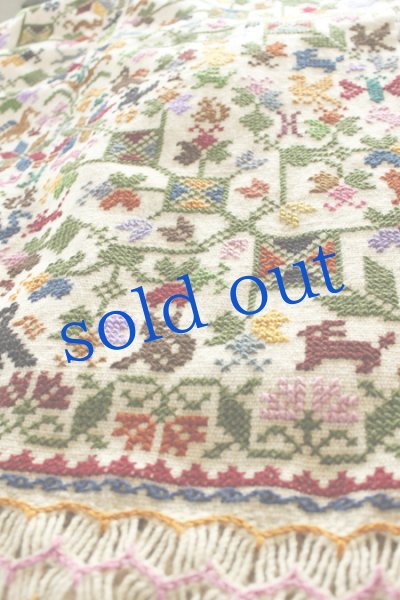 画像2: 刺繍大判ショール手織りウール (2)