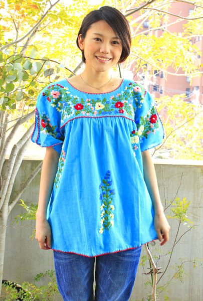 画像2: ガーゼ刺繍トップス (2)