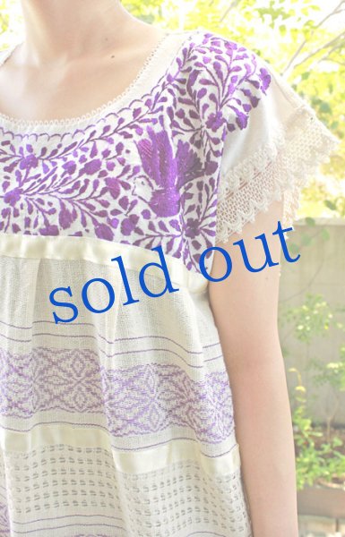 画像5: オアハカ刺繍の織生地ワンピース (5)