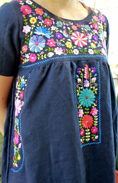 画像2: リネン生地洋服デザインの手刺繍ワンピース 