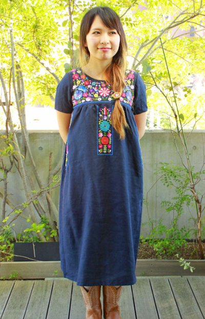画像3: リネン生地洋服デザインの手刺繍ワンピース 