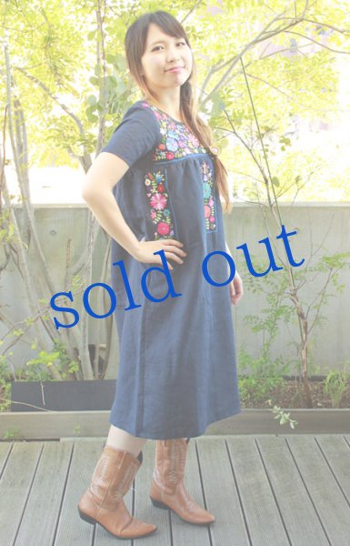 画像5: リネン生地洋服デザインの手刺繍ワンピース  (5)