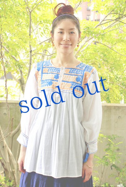 画像2: メキシコ刺繍長そでブラウス「チアパス」 (2)